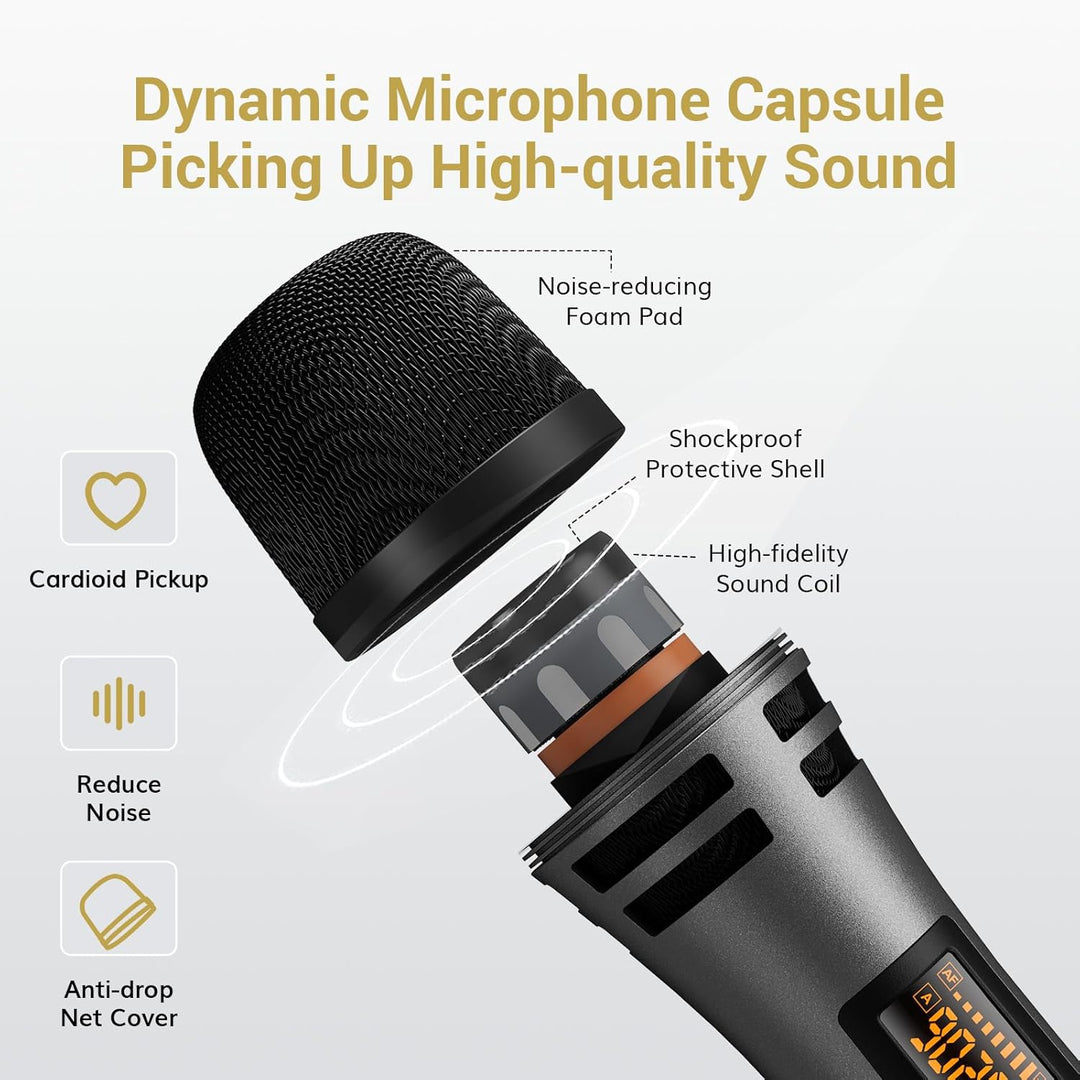 TONOR Dual Funkmikrofonen System kabellos, drahtloses Karaoke Mikrofon Set Wireless Microphone Handm