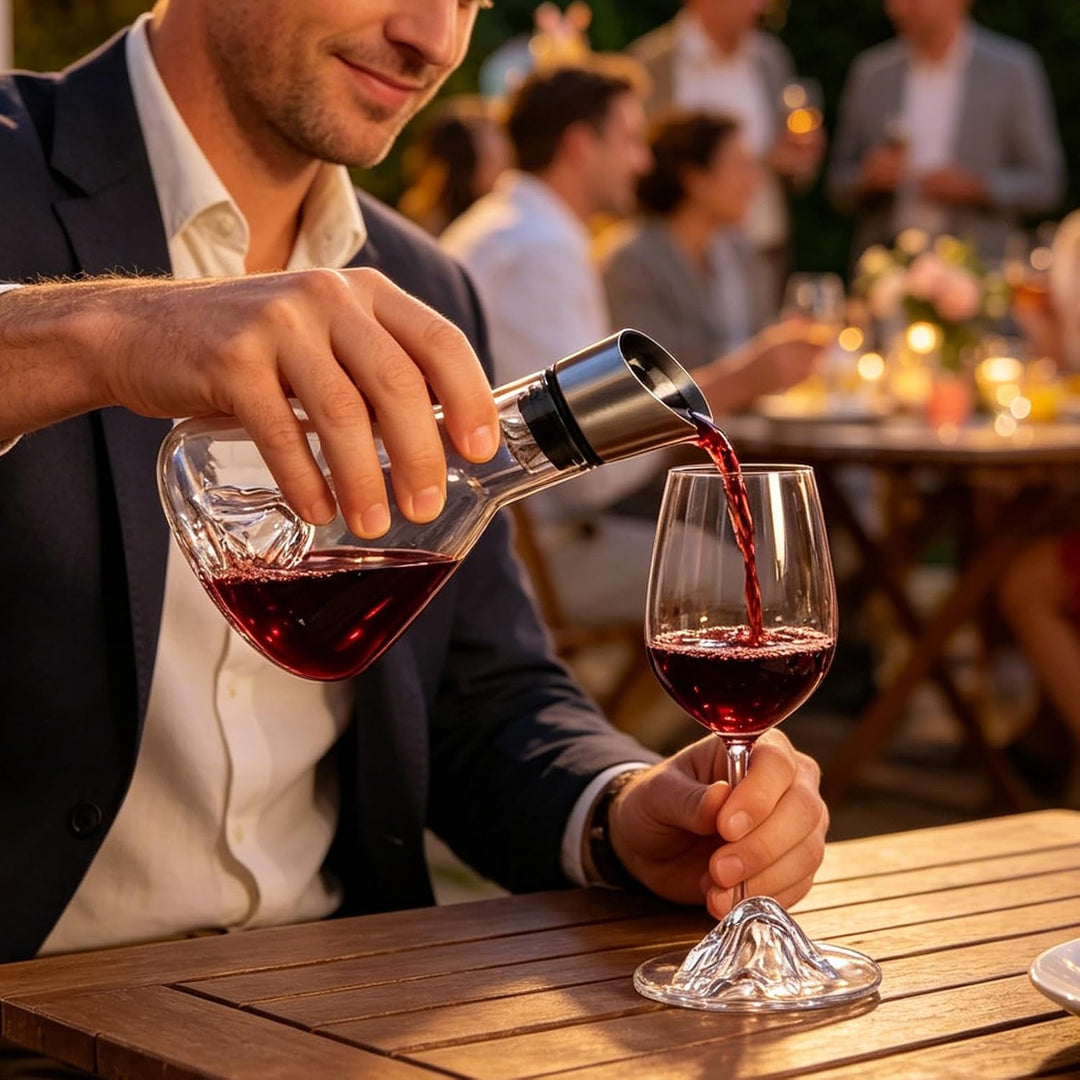 Wein Dekanter Kristallglas: Rotweinkaraffe mit integriertem Belüfter, Rotwein Dekantierer, Eisberg-D