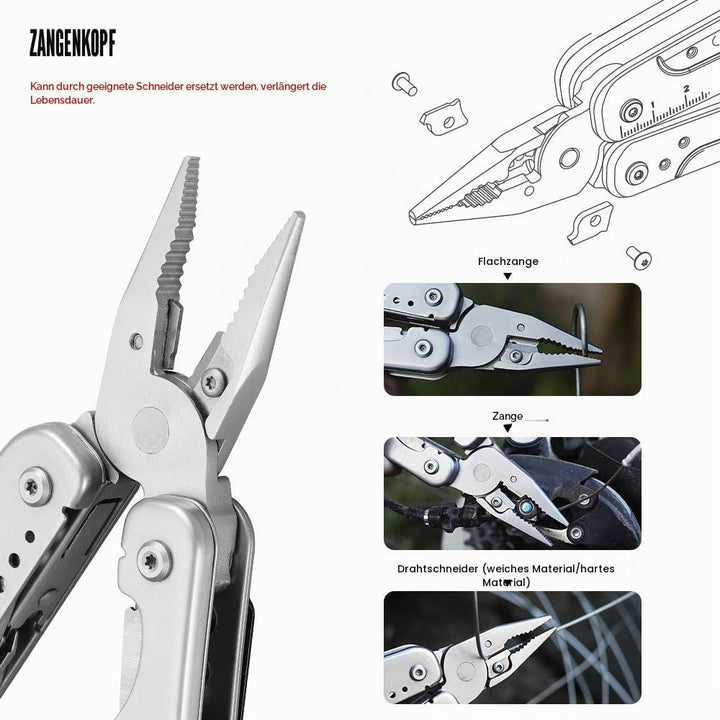 ROXON S803E Elite - Update D2 Messer Multitool Zange mit 20 Funktionen Survival EDC Tool mit Flint R