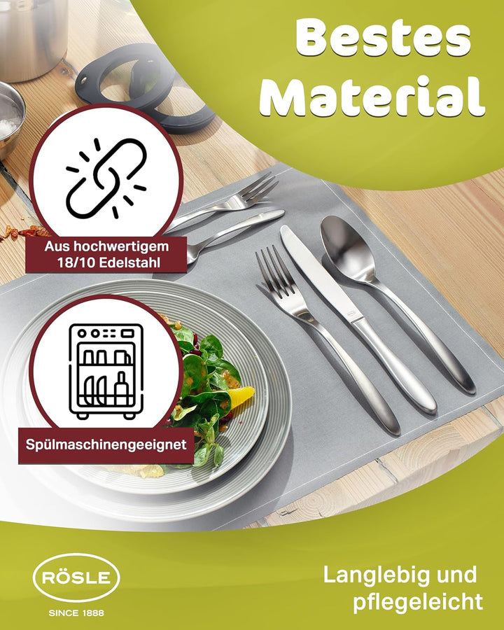 RÖSLE CULTURE Besteck-Set 30-teilig, Hochwertiges Essbesteckset für 6 Personen aus Edelstahl 18/10,