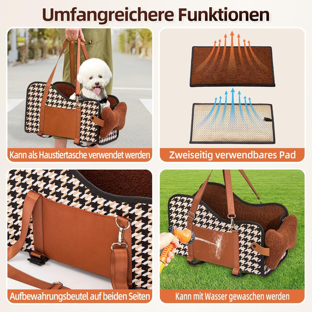 Hundesitz Mittelkonsole Auto,hundesitz Auto kleine Hunde, Wasserdicht, Seitentaschen & Schnellmontag