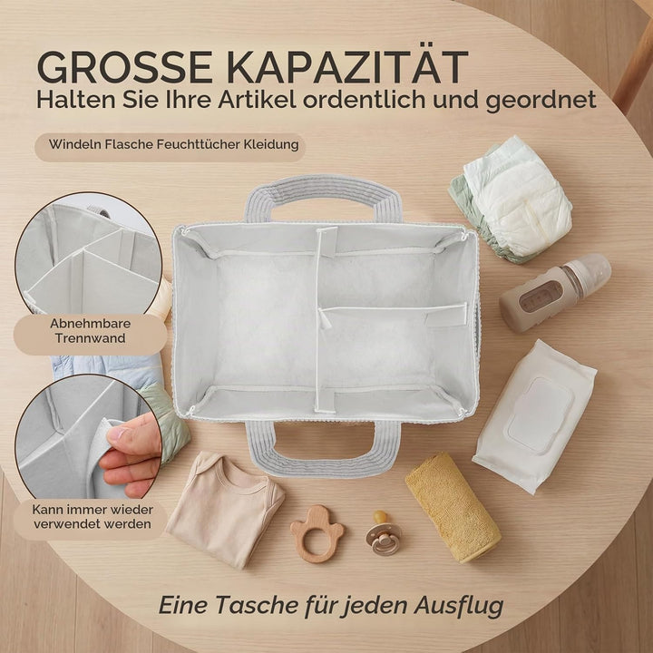 Windelkorb Organizer,Wickeltisch Organizer,Grosser Aufbewahrungskorb für Kinderzimmer für die Wickel