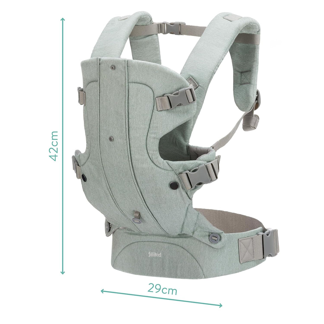 Fillikid - Ergonomische Babytrage/Kindertrage 4in1 - Bauchtrage, Rückentrage, variable Blickrichtung