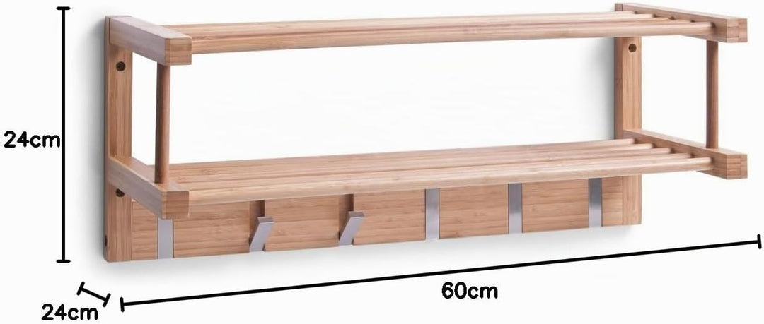 Zeller Wandgarderobe 60 x 24 x 24 cm, Bamboo
