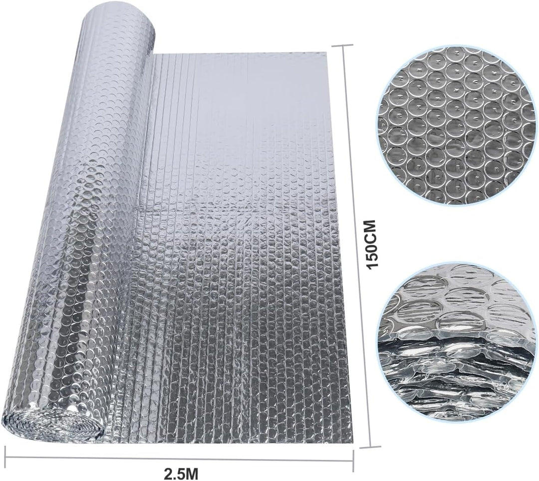 Doppelseitige Aluminiumfolie Isolierung 150 cm X 2.5 m,3mm Dicke Isolierfolie Dämmfolie Reflexionsfo