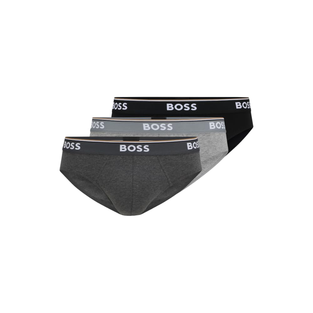 BOSS Herren Slip (3er Pack) M Grau/Anthrazit/Schwarz, M Grau/Anthrazit/Schwarz