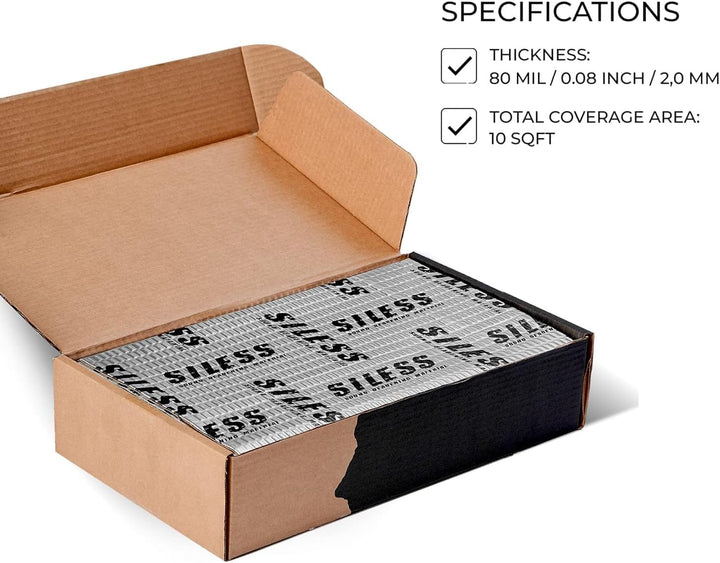 Siless 80 mm (2 mm) 10 m² Auto-Schalldämmmatte – Butyl-Schalldämmung, Geräuschisolierung und Vibrati