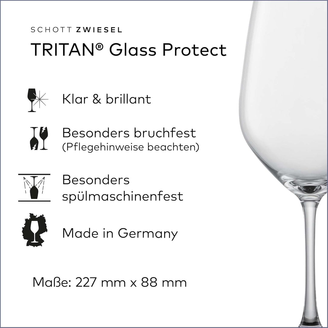 SCHOTT ZWIESEL Rotweinglas Viña (6er-Set), klassische Kristallgläser für Rotwein oder Wasser, spülma