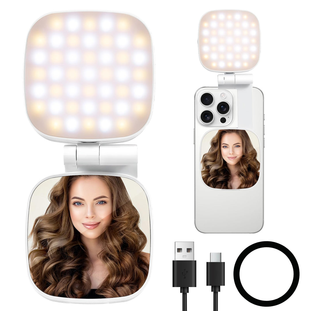 Magnetische Selfie-Licht, 3-in-1 LED Handy Licht Kompatibel mit iPhone MagSafe, CRI95+ 360° Falten F