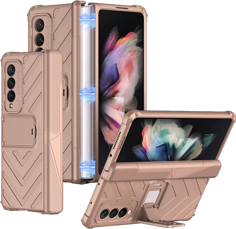 Miimall für Samsung Galaxy Z Fold 3 Hülle mit Scharnierschutz, Schweres Stossfestes Design Handyhüll