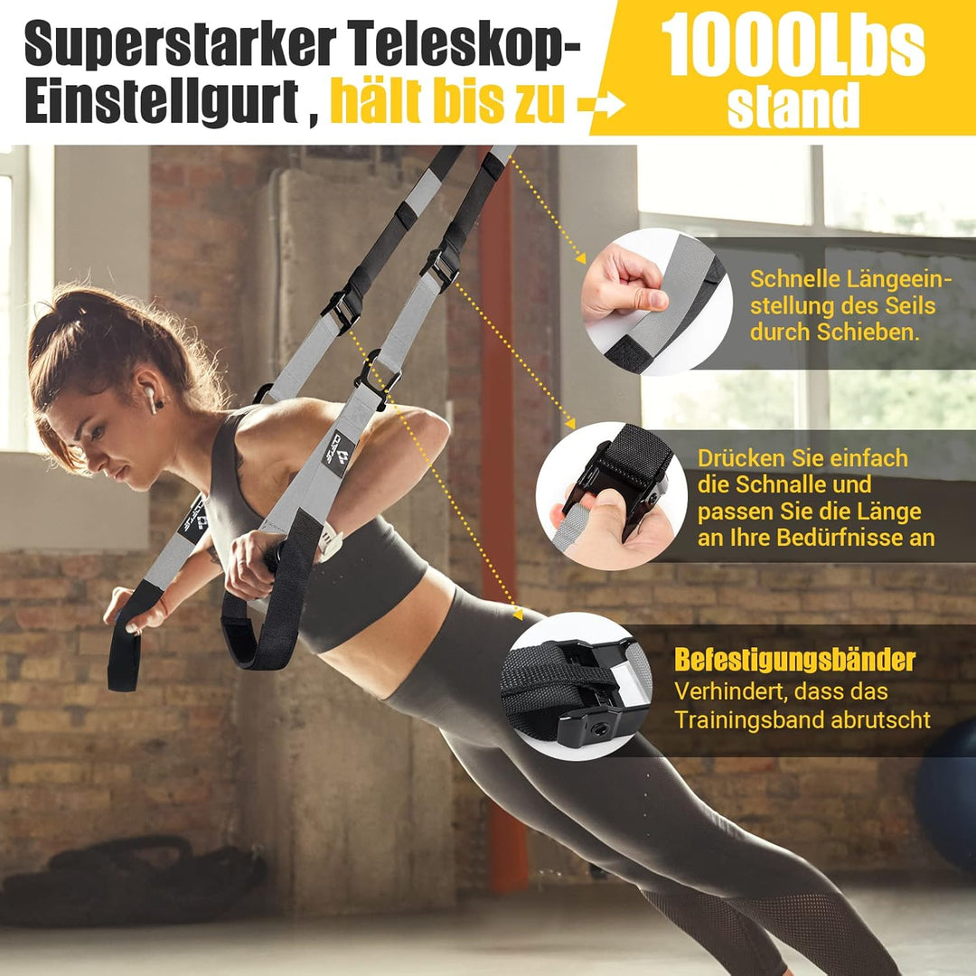 Schlingentrainer, Sling trainer für ein Ganzkörpertraining, Schlingentrainer für zuhause mit Grossem