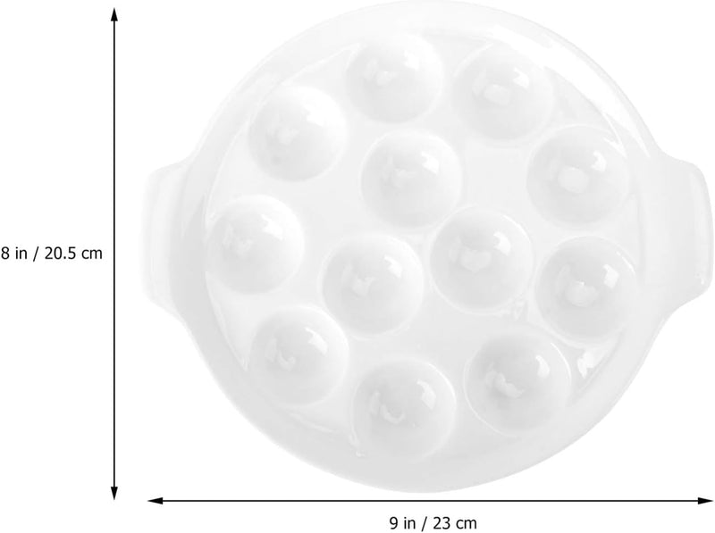 Cabilock Schneckenteller aus Keramik mit Griff für Schnecken mit 12 Löchern, Pfanne für Austern, mit