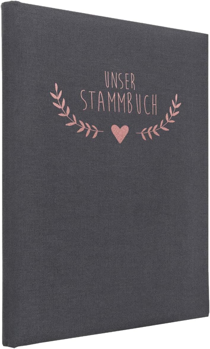 Hochzeitideal Stammbuch der Familie DIN A4 'Boho' Leinen (grau)