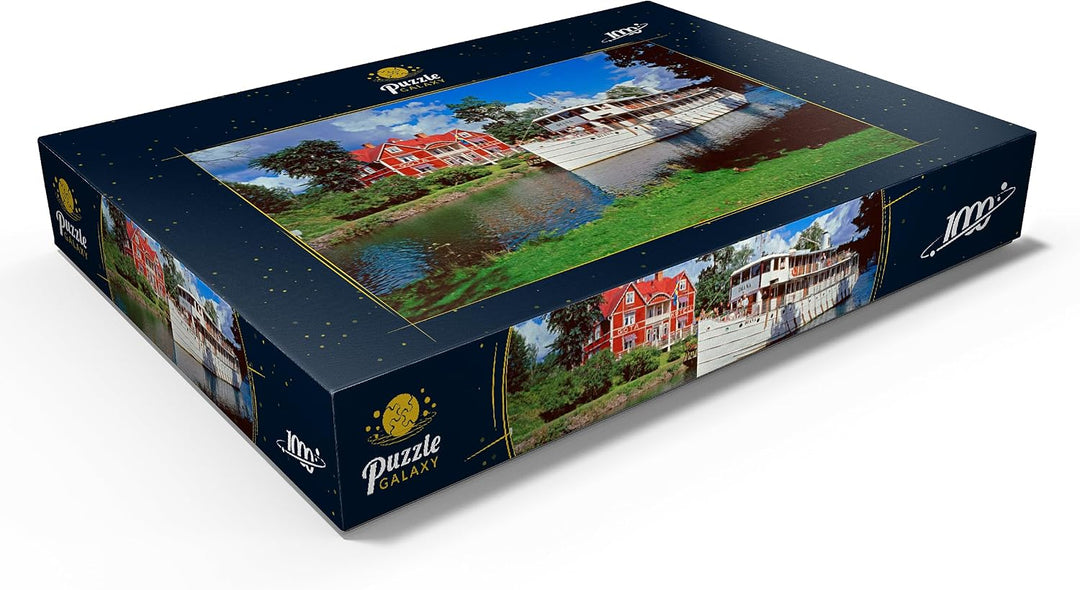 Göta Hotel am Göta Kanal mit dem Kabinenschiff Diana, Borensberg, Östergötland - Premium 1000 Teile