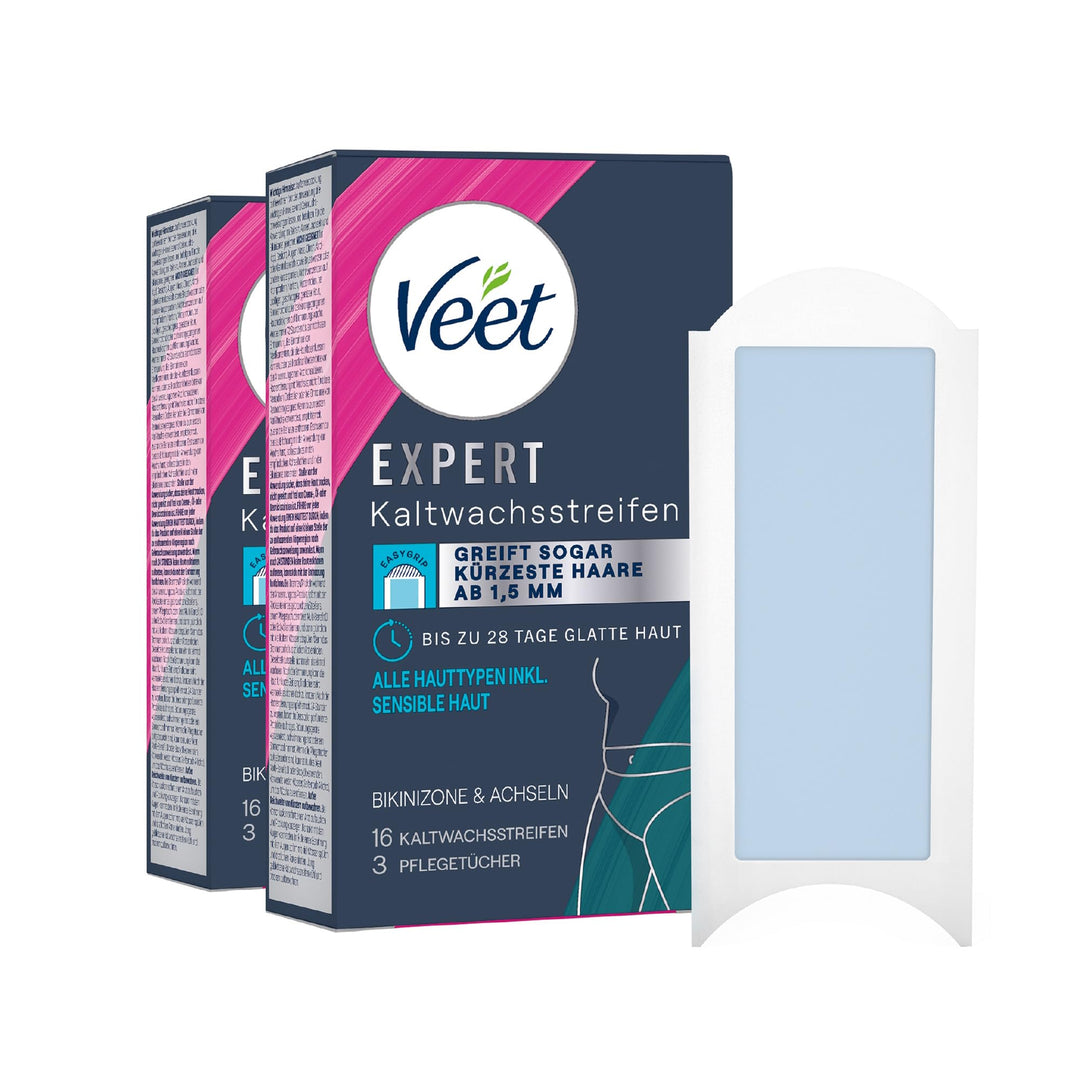 [Neu] Veet Expert Kaltwachsstreifen Bikinizone & Achseln - Wachsstreifen zur Haarentfernung für alle