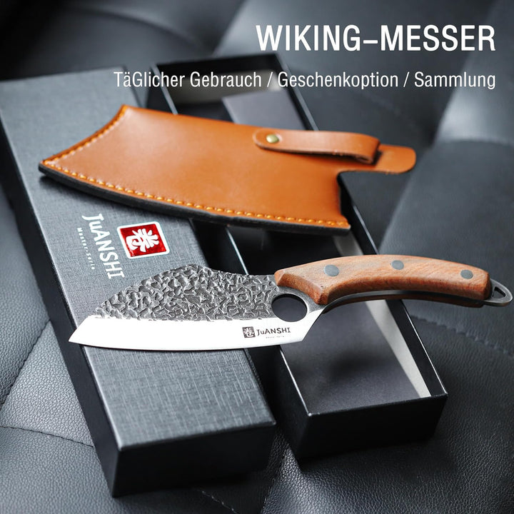 JUANSHI® Handgeschmiedetes Ausbeinmesser Kochmesser Papas Geschenk Geburtstag Profi Wikingermesser A