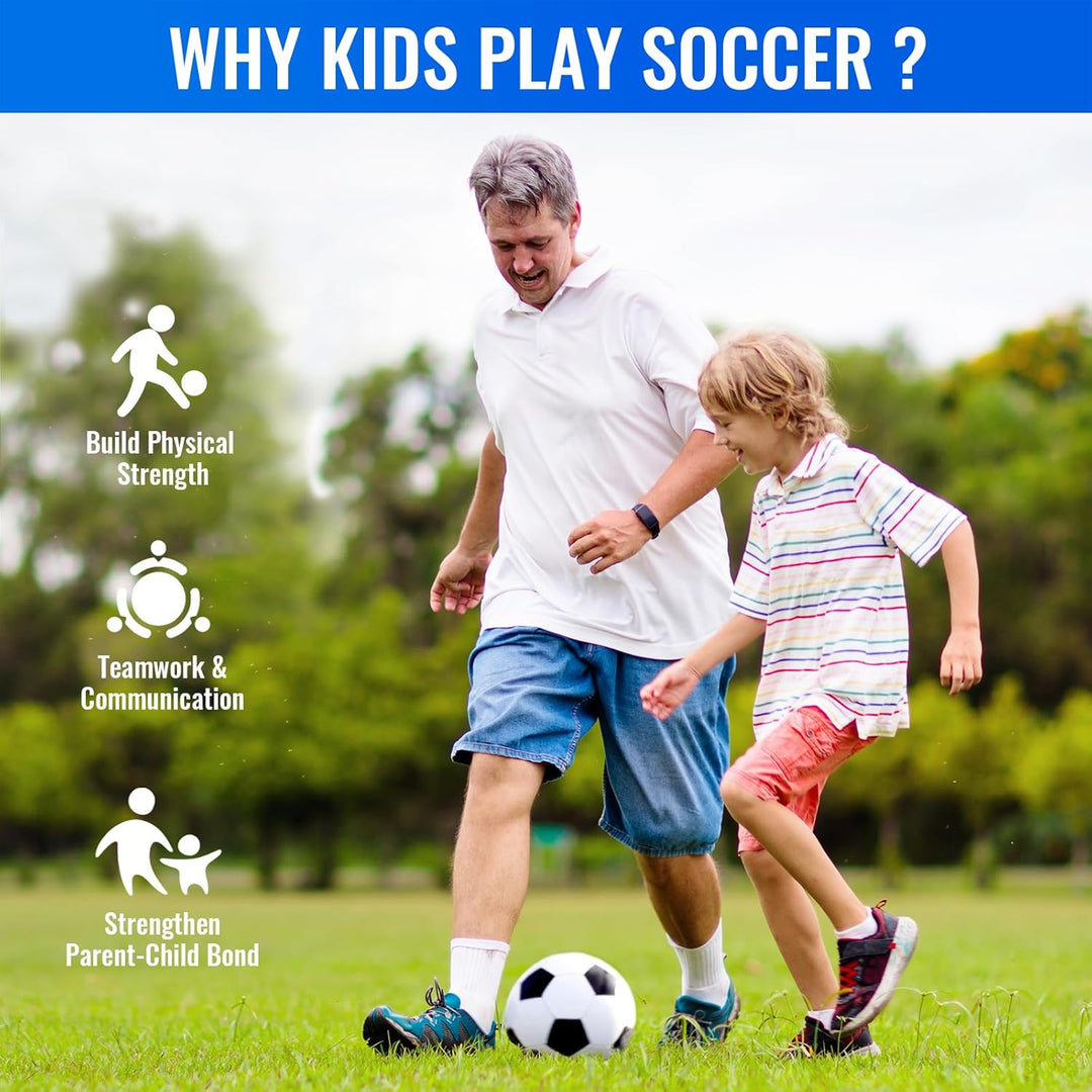 U&C Planet Fussball Grösse 3 für Kinder mit Pumpe und Netz - klassisch schwarz weiss, ideal als Outd
