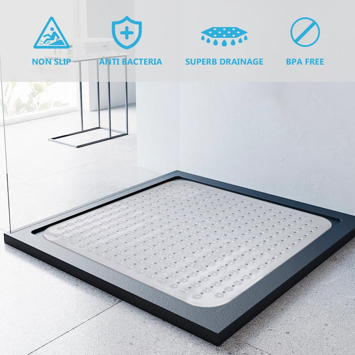Duschmatte rutschfest 80x80 cm Gross | Dicke Antirutschmatte Dusche Quadratisch Schimmelresistent |