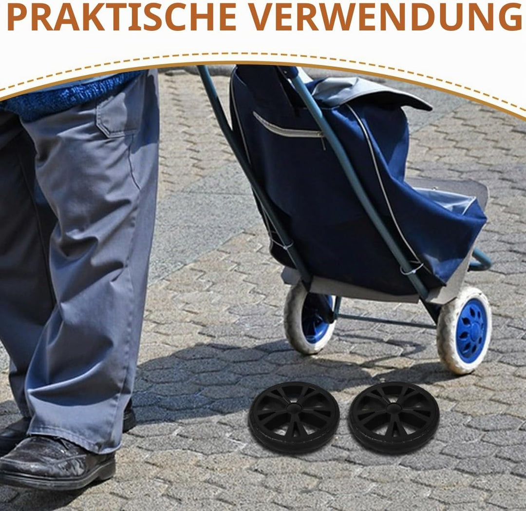 2St ErsatzräDer FüR Einkaufswagen, Treppensteiger-RäDer Aus Plastik, Schwarz, 20cm Durchmesser, Leis