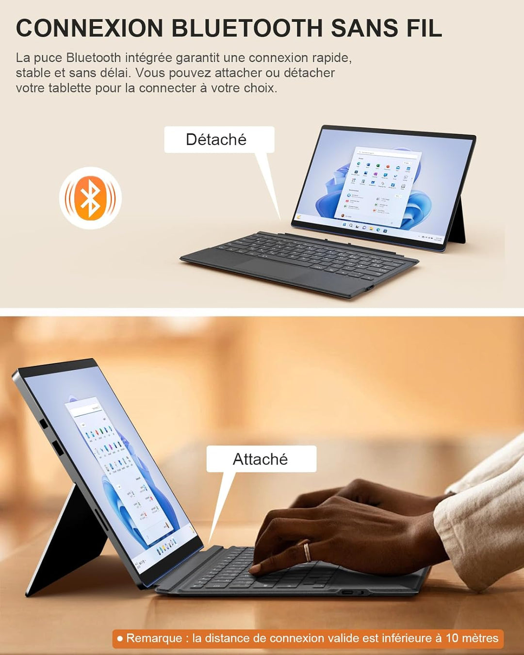MoKo Französische Tastatur Kompatibel mit Microsoft Surface Pro 7 Plus/Pro 7/Pro 6/Pro 5/Pro 4/3, AZ