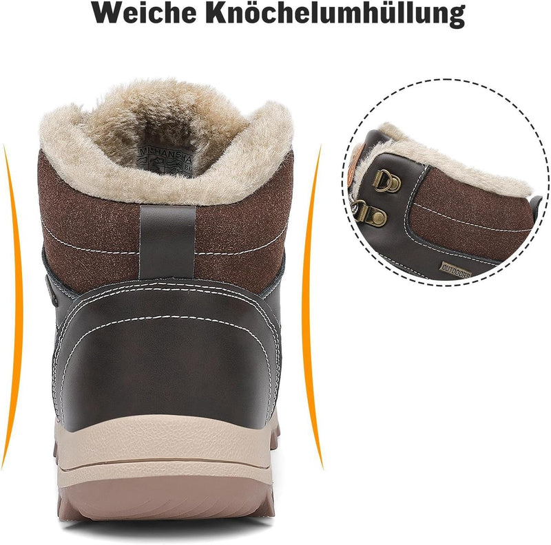 Mishansha Warme Gefüttert Winterschuhe Herren Damen Wasserabweisend Winterstiefel Wanderschuhe Gr.36