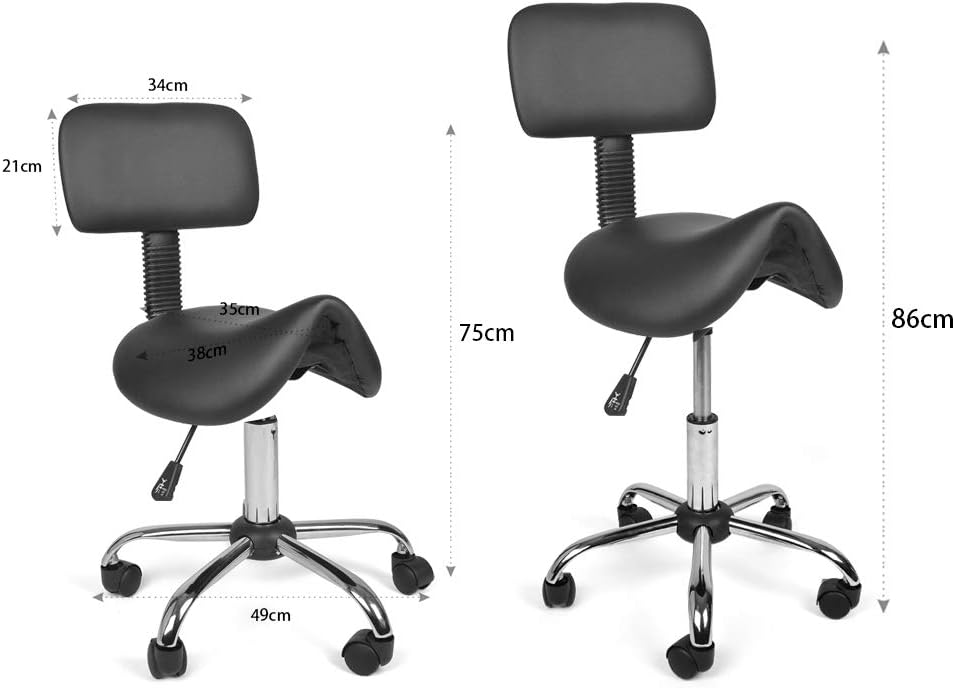 Mingone Sattelhocker mit Rückenlehne Drehhocker Arbeitsstuhl Ergonomisch Bürohocker mit Rollen Satte