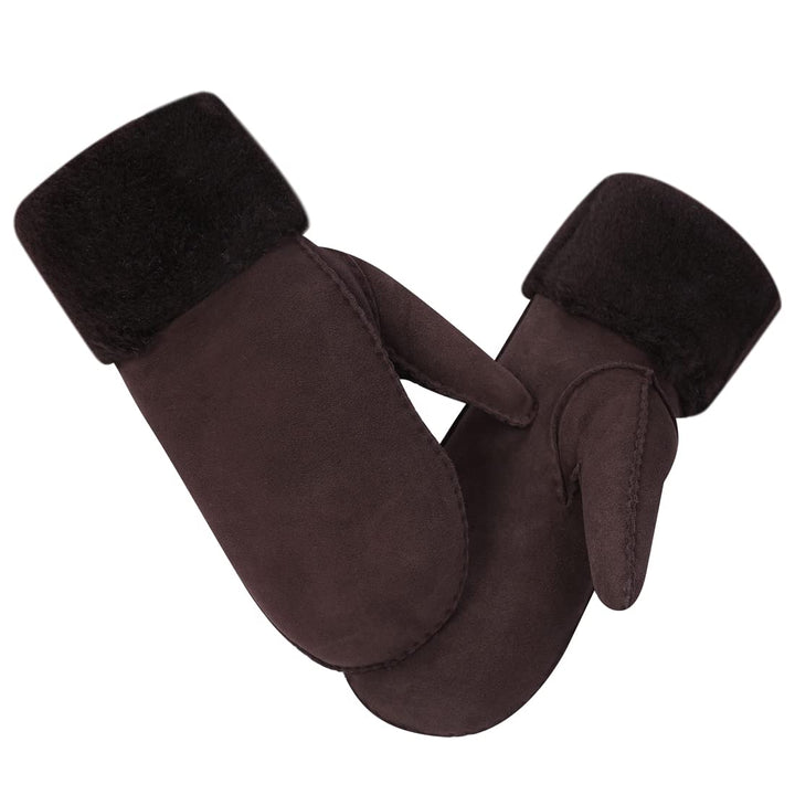 Harssidanzar Damen Fäustlinge,Winter Schaffell Lammfell beheizte warme pelzige Stulpenhandschuhe Led