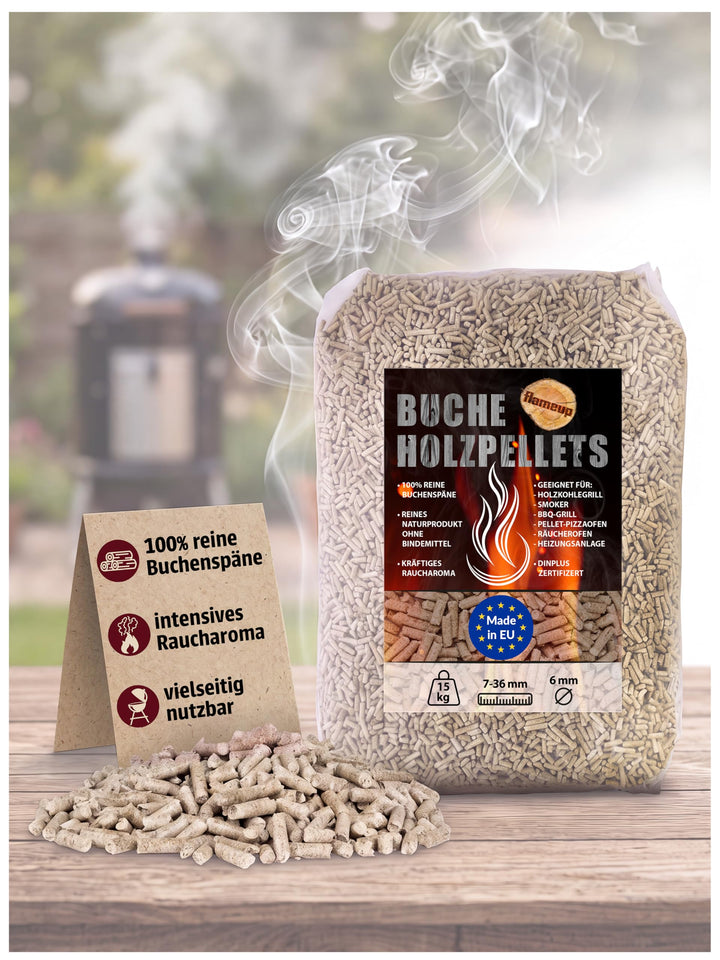 Buche Pellets 15 kg 30 kg Grill Smoker Holz Pizzaofen BBQ Pellet Outdoor Ofen Grillen Chunks Holzpel