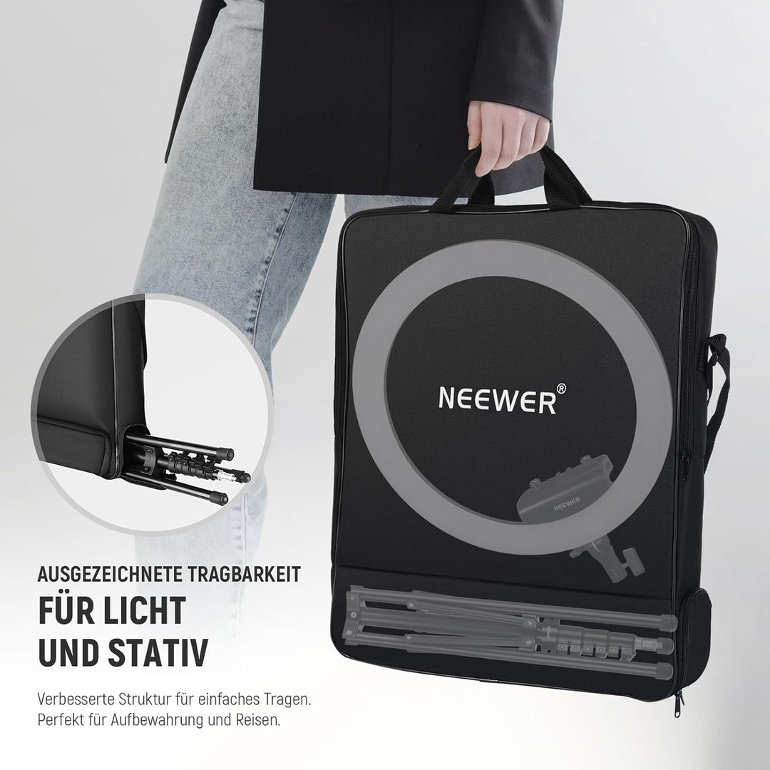 NEEWER Professionelles Ringlicht mit Ständer und Telefonhalter, 18" dünn, 45W 2900K-7000K TLCI98, Fe
