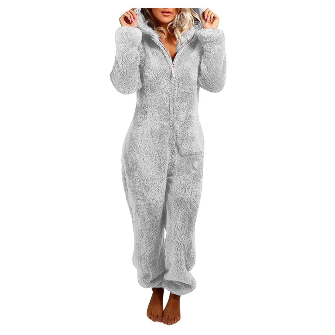 Jumpsuit Damen Winter Warm Overall Teddy Fleece Einteiler Damen Grosse Grösse Jumpsuit Teddy Fleece