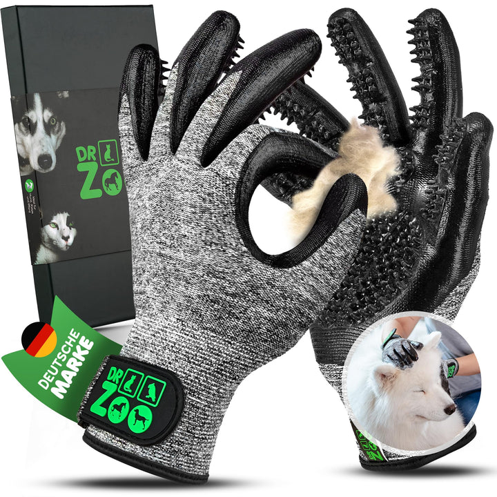 DR Zoo Gr. L Fellpflegehandschuh Paar zur Fellpflege - Handschuh für Hund, Katze, Pferde und Kaninch