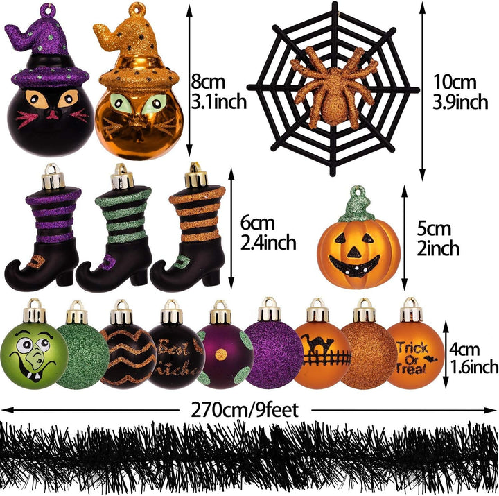 Valery Madelyn 24 Stücke Halloween Kugeln Ornamente, Freche Dekorative Bruchsichere Halloween Hängen
