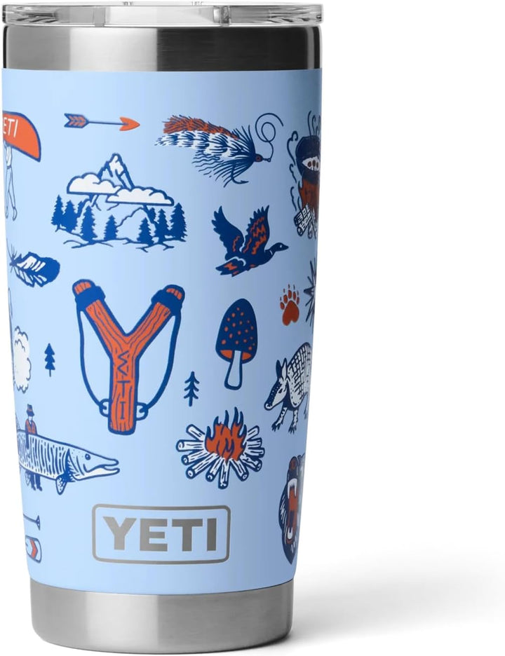 YETI Rambler Thermobecher 20 oz (591 ml) Big Sky Summer Camp – Kaffeebecher To Go, Thermotasse aus E