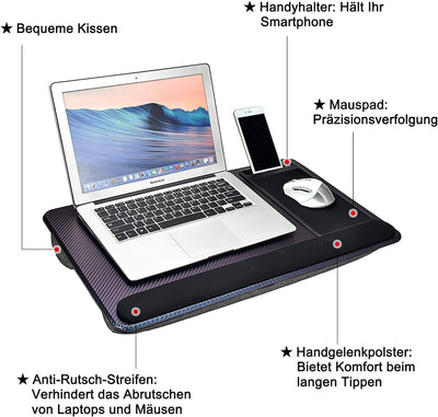 Modazon Laptopkissen für Bett mit Kissen，Laptop Unterlage Zubehör Couch mit Mausunterlage and Handge