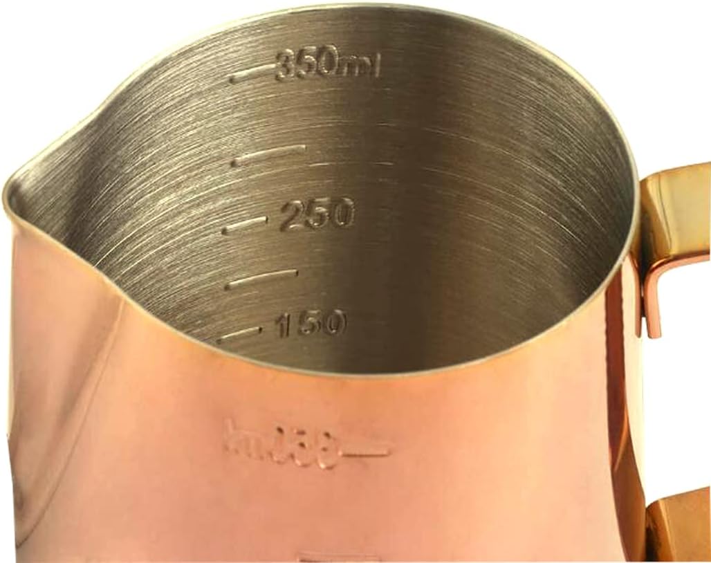 Hoshen Espresso-Krug (350 ml), Edelstahl innen und aussen, Blumen-Zugbecher, Kaffeekunststift, Latte