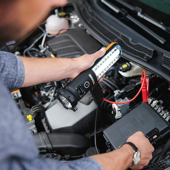 Worx WX852.1 Akku Starthilfegerät 12V mit Multifunktions-Lampe, Schwarz