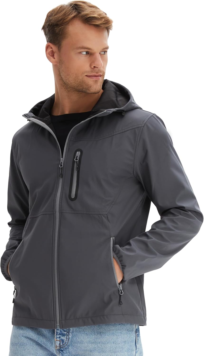 Morgenstern Softshelljacke Regenjacke Herren Wasserabweisend Atmungsaktiv M Grau, M Grau