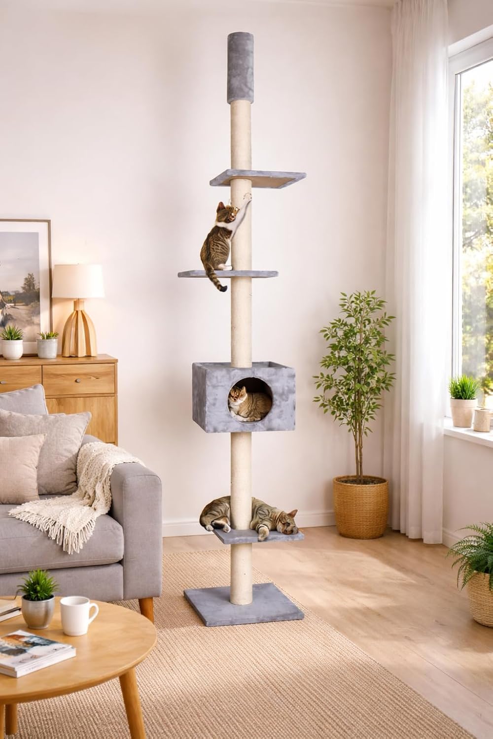 Karlie 34702 Kratzbaum Cometa mit Deckenspanner L: 35 cm B: 35 cm H: 263 cm grau, grau