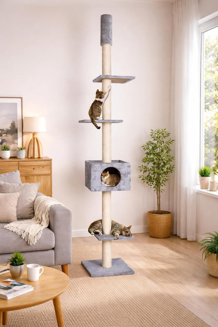 Karlie 34702 Kratzbaum Cometa mit Deckenspanner L: 35 cm B: 35 cm H: 263 cm grau, grau