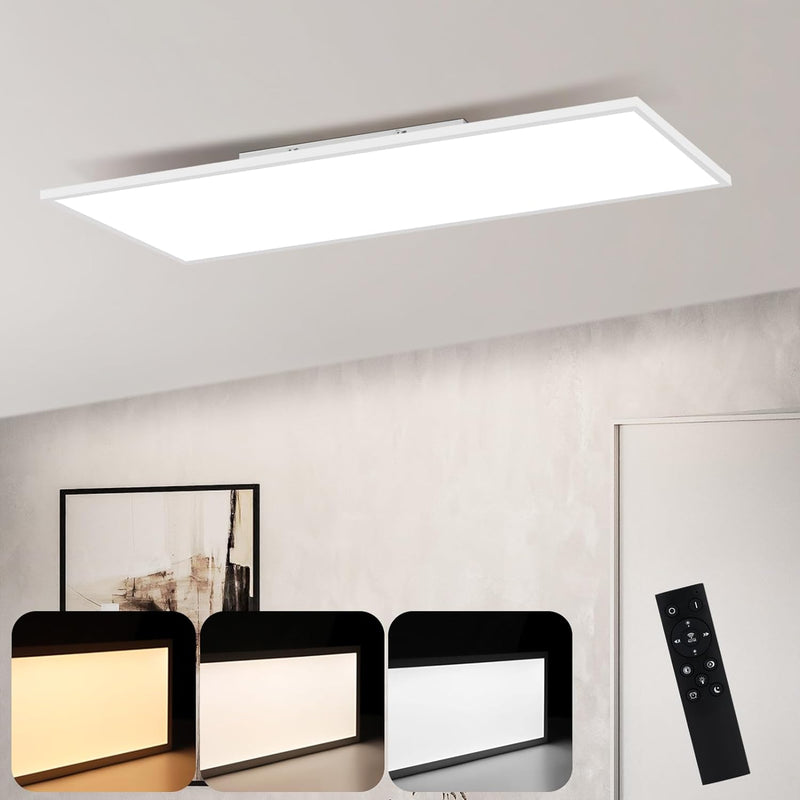 CBJKTX LED Panel Deckenleuchte Dimmbar - Flach Deckenlampe Wohnzimmerlampe mit Fernbedienung 80x30CM