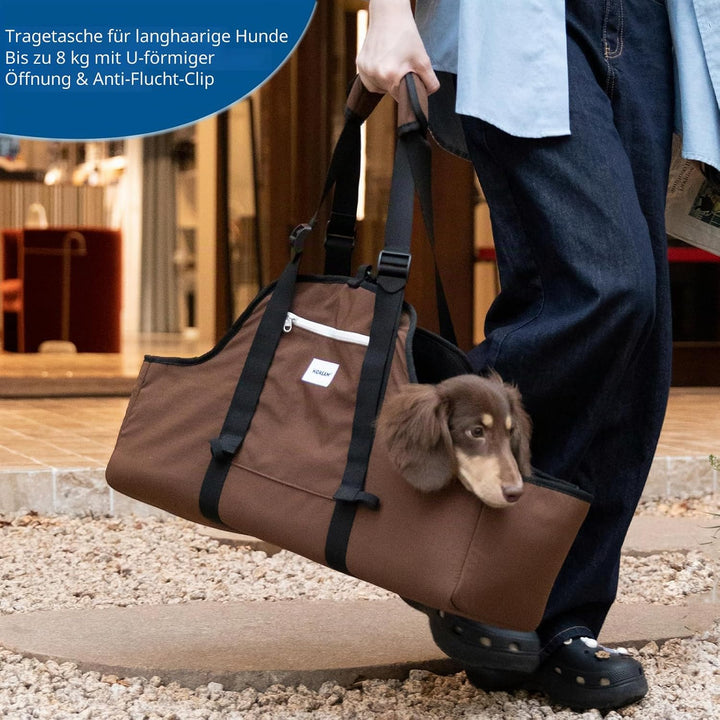 Tragbare Hundetasche, Nylon, leicht, wasserabweisend, Dackel-Haustier-Tragetasche, lange Hundetasche
