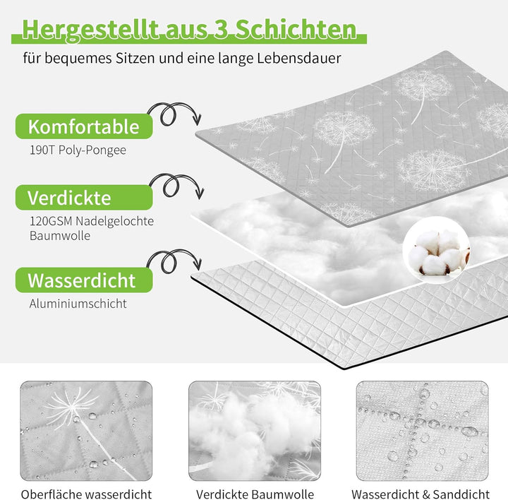 HAUSPROFI Picknickdecke, Wasserdicht Stranddecke Sandfrei 200x300, Outdoor Teppich, Picnic Blanket X