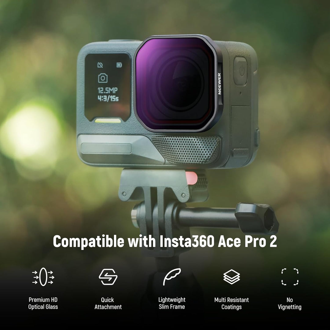 NEEWER 4er Pack ND/PL Filter Kompatibel mit Insta360 Ace Pro 2, ND8/PL+ND16/PL+ND32/PL+ND64/PL Grauf