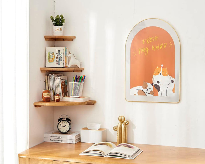 OAKERLAND Eiche Eckregal Schwebende Regale Ecke 18CM Massiv Holz Ecke Wandregal für Bad Küche Schlaf