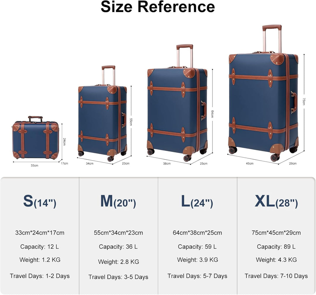 Urecity Vintage Reisekoffer Set 2 Teilig Leicht Retro Lederkoffer Hartschale Trolley Handgepäck Sets