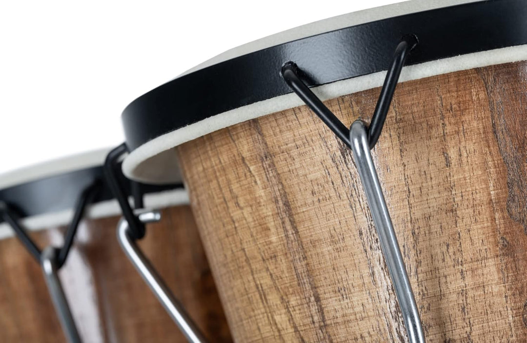 XDrum Bongos Club - 6" Macho und 7" Hembra - Naturfelle - professionelles Stimmsystem - Schwarz sati