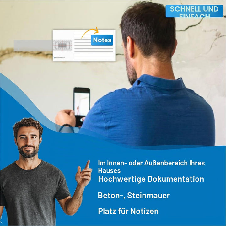 Sachverständigen-Zubehör® Rissmonitor als [Profi Messgerät] 2er Set | transparente Messlehre | Spalt