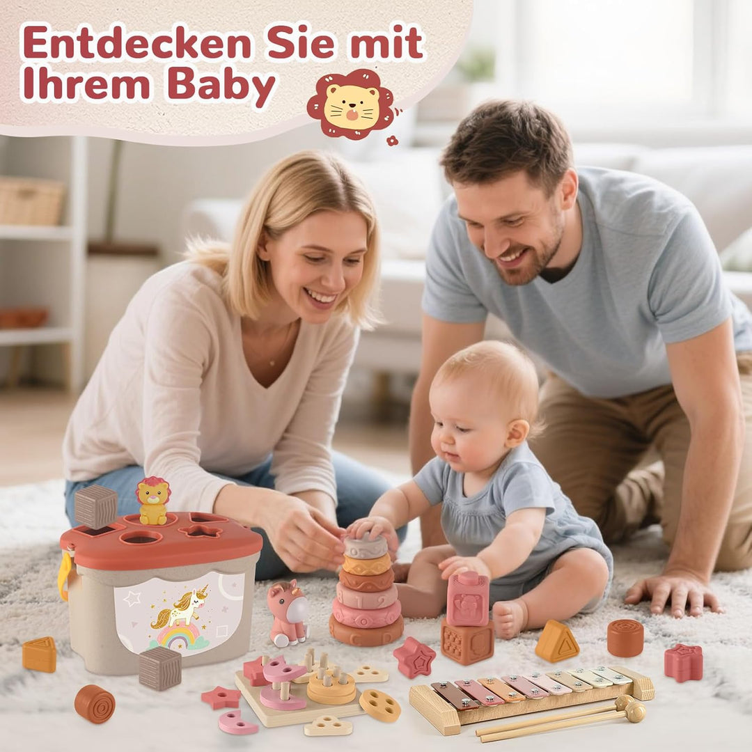 5 in 1 Baby Spielzeug 6 Monate, Montessori Spielzeug Baby, Motorikspielzeug, Stapelspielzeug Blöcken