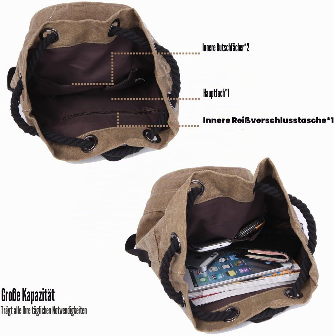 LOSMILE Rucksäcke Damen Herren Daypacks Seesack Leinwand Rucksack Canvas Reisetaschen Umhängetasche