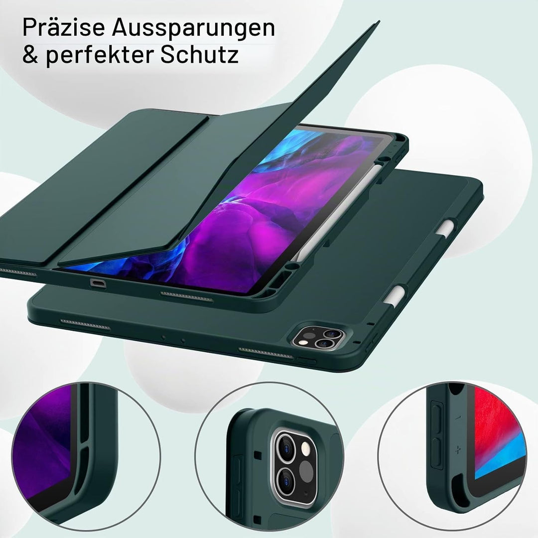 JETech Hülle für iPad Pro 12,9 Zoll (Modell 2020/2018, 4./3. Generation) mit Stifthalter, Pencil Auf